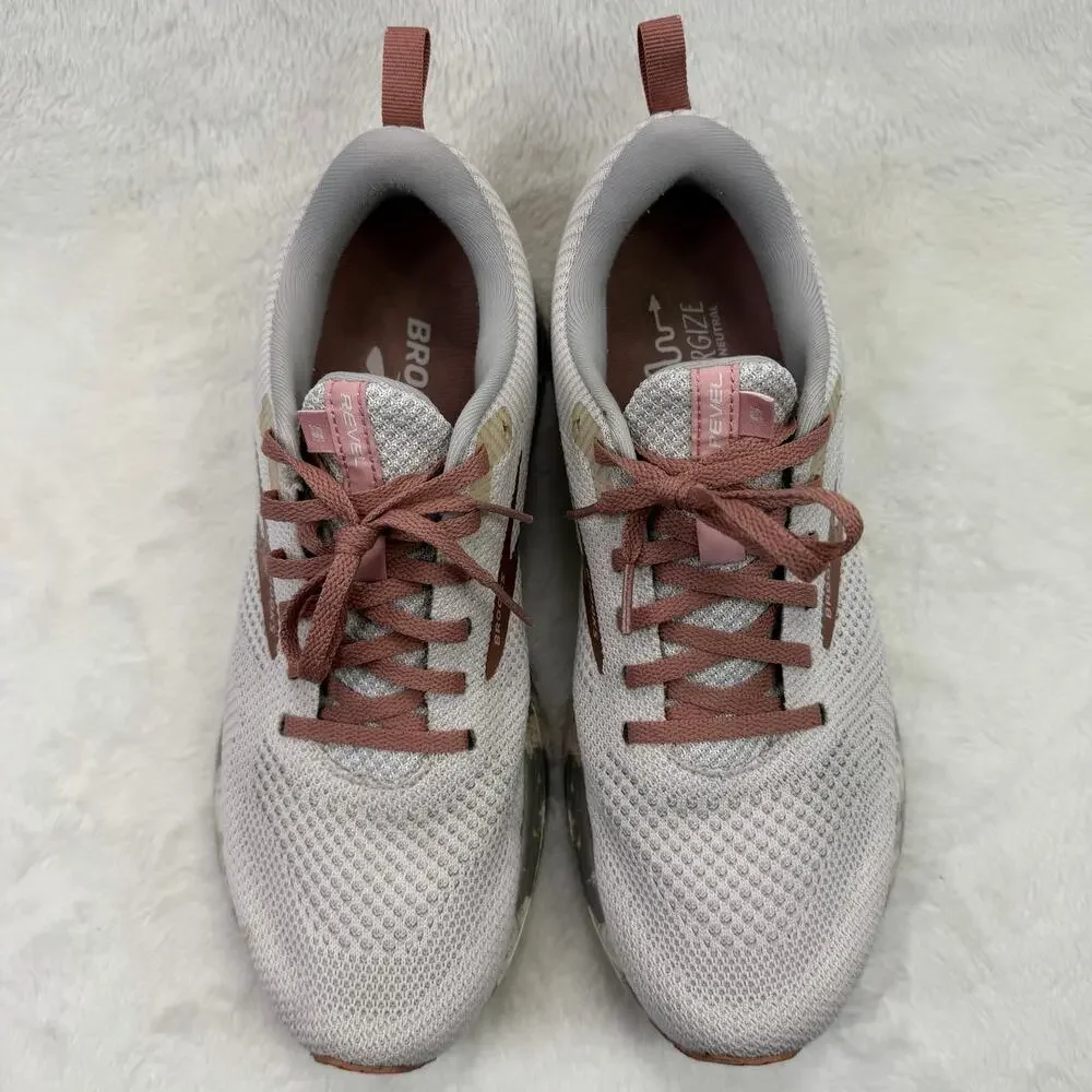 Brooks Revel 5 Womens Running Shoes Gray Rose Gold Size 11 Neutral Sneakers